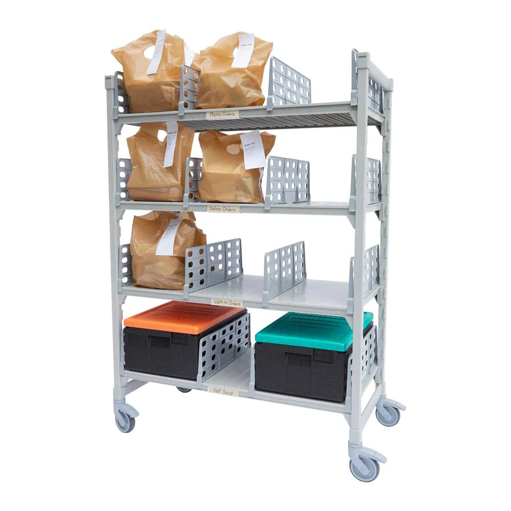 Cambro CPM244867FX3480 Camshelving Premium Series Flex Station, 1 Shelf, 3 Tiers w/ Angled Divider Bars, 24" x 48" x 67"