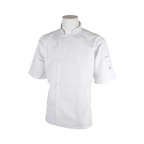 Mercer Millennia M60013WHXS Unisex Short Sleeve Jacket w/ Shoulder Pocket, X-Small, White