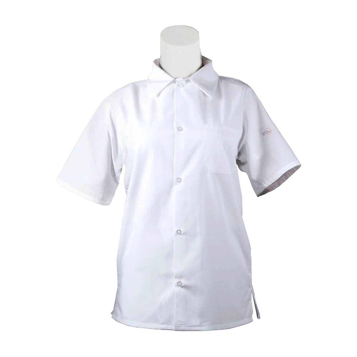 Mercer Millennia M60200WHM Unisex Cook Shirt w/ Chest Pocket, Medium, White