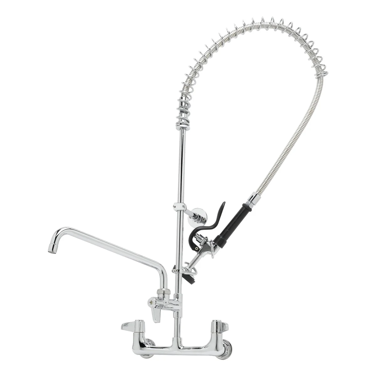 T&S Brass 5PR-8W12 Wall Mount Equipment 44" Hose Pre-Rinse Unit w/ 12" Add-On Faucet